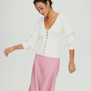 Aritzia knit pearl cardigan ivory